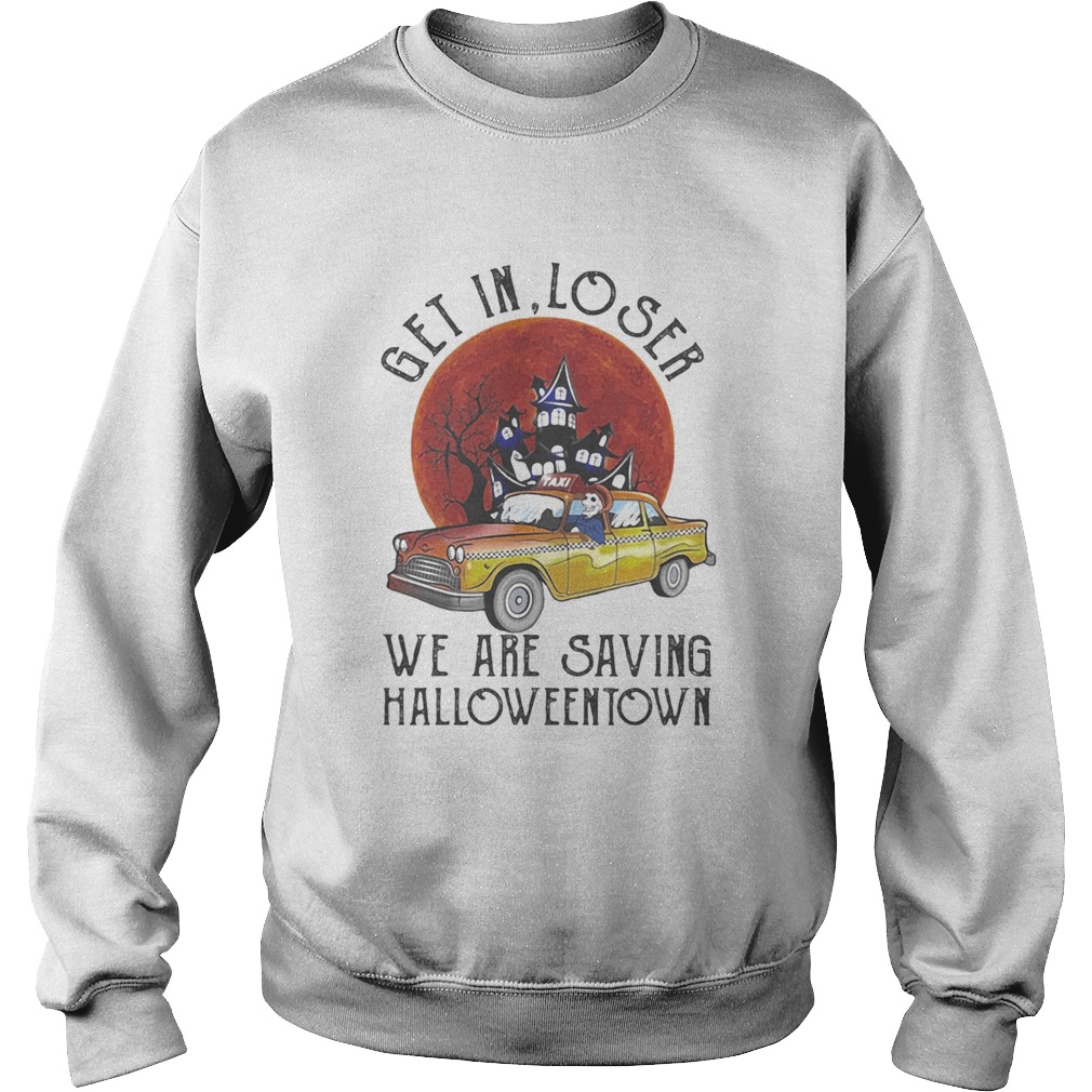 Skeleton riding taxi get in loser we are saving halloweentown sunset Sweatshirt