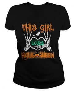 Skeleton this girl loves halloween heart  Classic Ladies