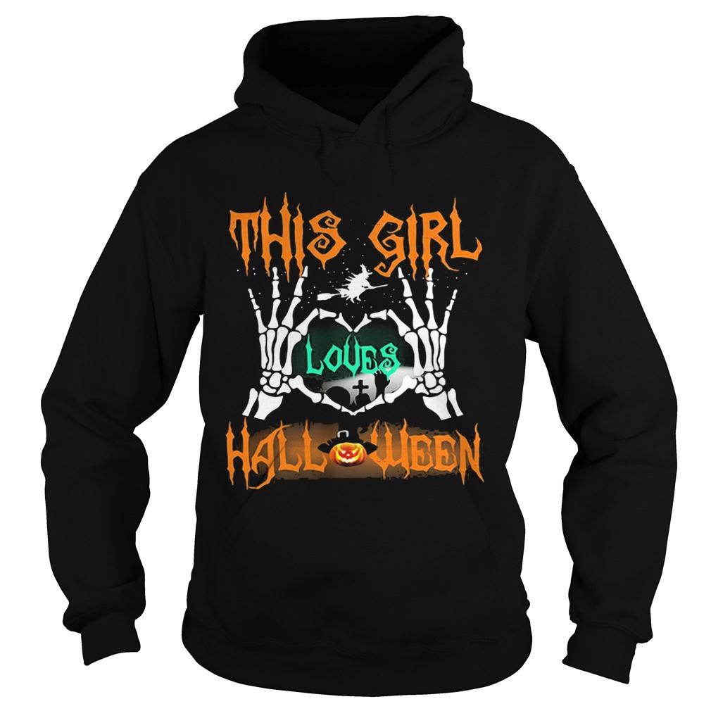Skeleton this girl loves halloween heart Hoodie