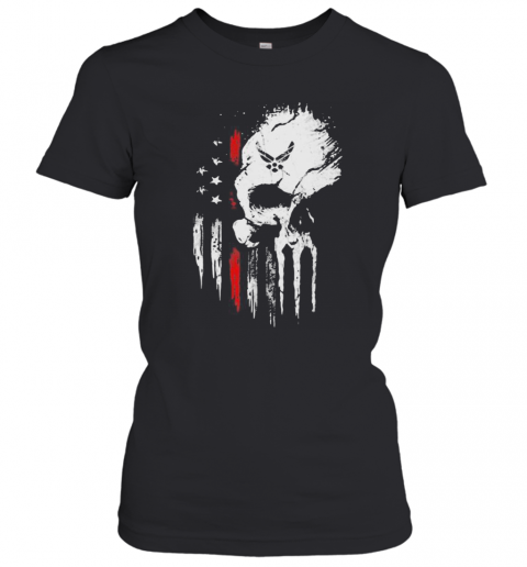 Skull Marine American Flag Independence Day T-Shirt Classic Women's T-shirt