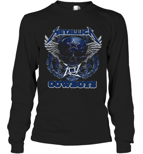 Skull Metallic Cowboys T-Shirt Long Sleeved T-shirt