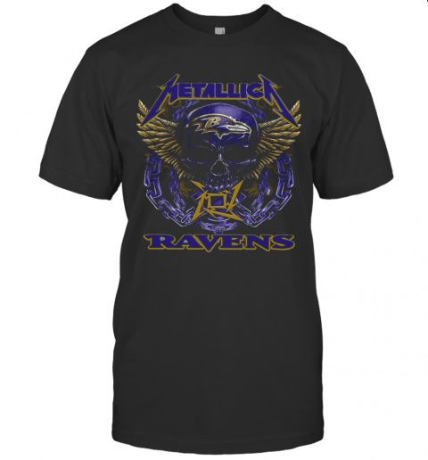 Skull Metallic Ravens T-Shirt