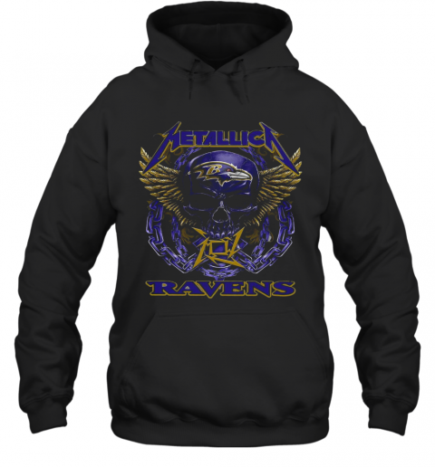 Skull Metallic Ravens T-Shirt Unisex Hoodie