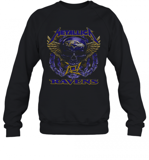 Skull Metallic Ravens T-Shirt Unisex Sweatshirt