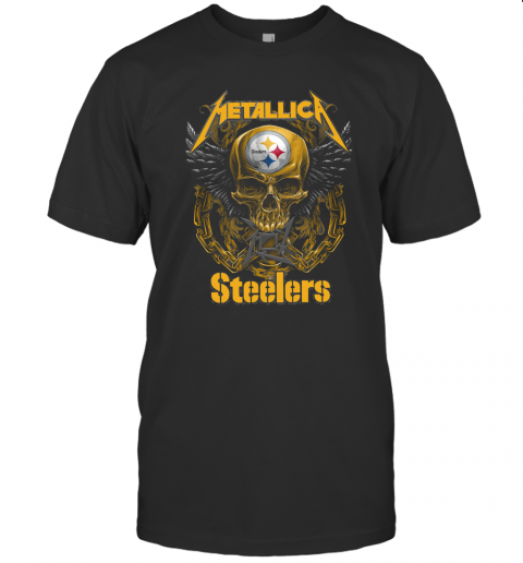 Skull Metallic Steelers Pittsburgh Halloween T-Shirt