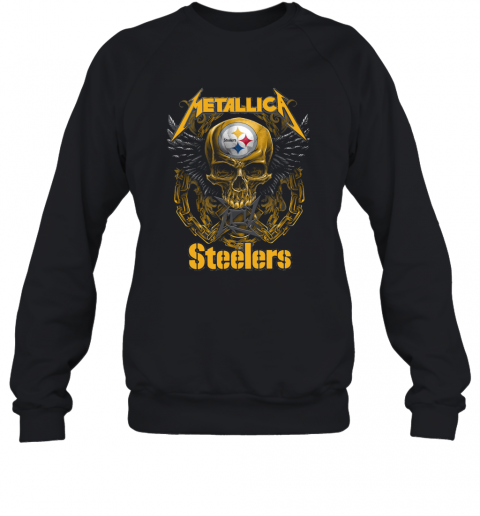 Skull Metallic Steelers Pittsburgh Halloween T-Shirt Unisex Sweatshirt