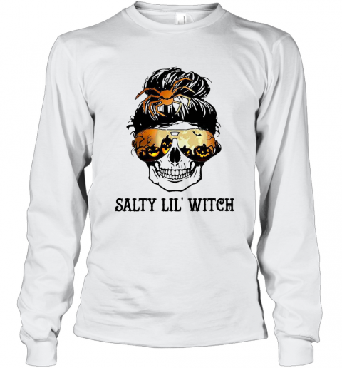 Skull Salty Lil Witch Halloween T-Shirt Long Sleeved T-shirt 