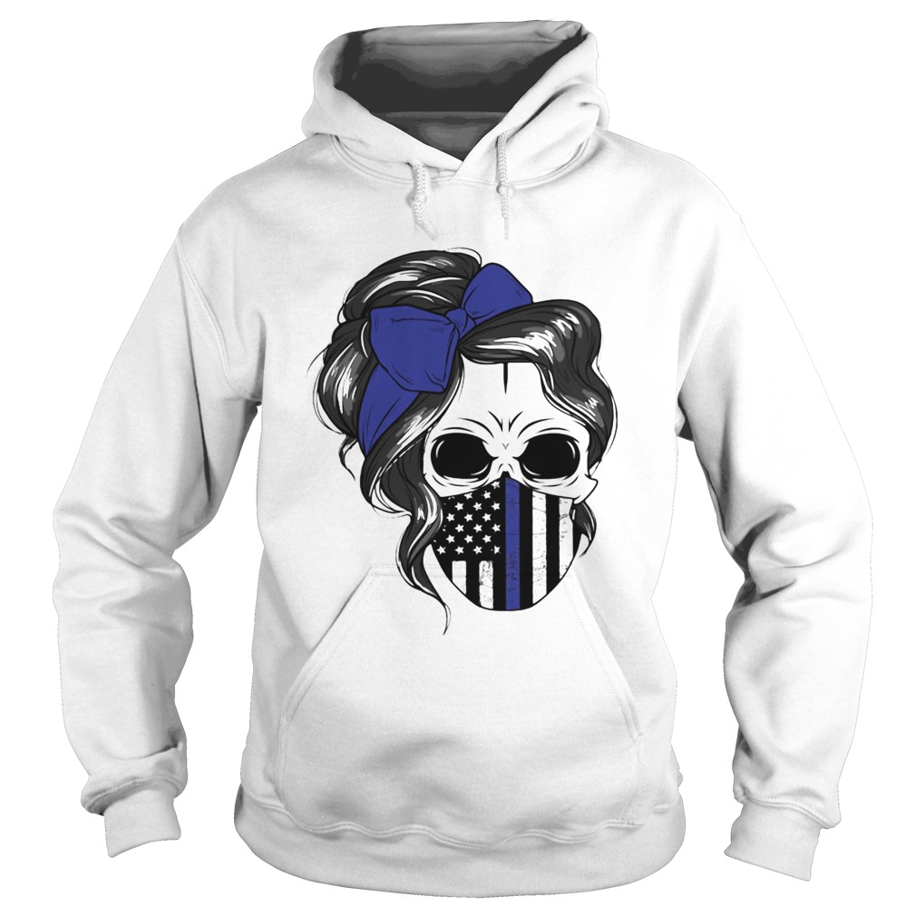 Skull Woman Face Mask American Flag Hoodie