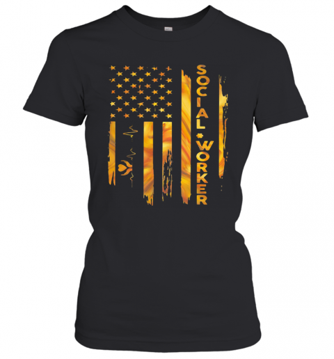 Social Worker American Flag T-Shirt Classic Women's T-shirt
