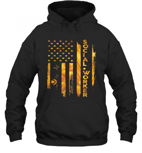 Social Worker American Flag T-Shirt Unisex Hoodie