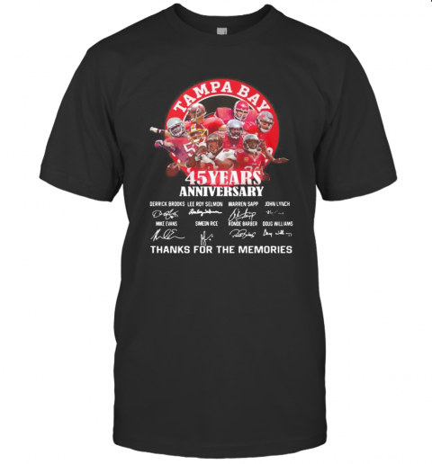 Tampa Bay Buccaneers 45 Years Anniversary Thank You For The Memories Signatures T-Shirt