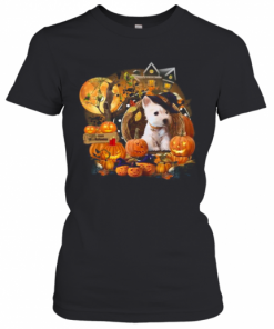 Terrier Puppy Witch Pumpkin Witch Halloween T-Shirt Classic Women's T-shirt
