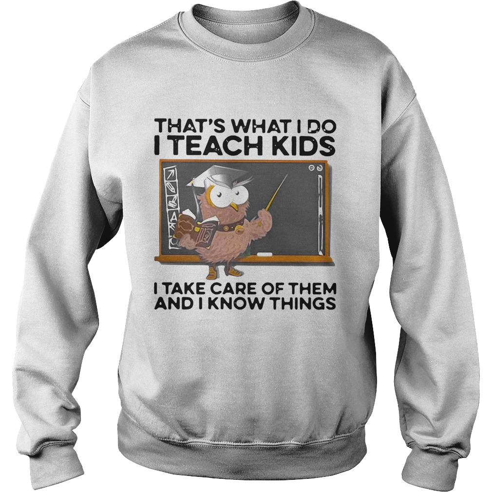 Thats What I Do I Teach Kids I Take Care Of Them And I Know Things Owl Halloween Sweatshirt
