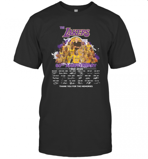 The Los Angles Lakers 60Th Anniversary 1960 2020 Thank You For The Memories Signatures T-Shirt