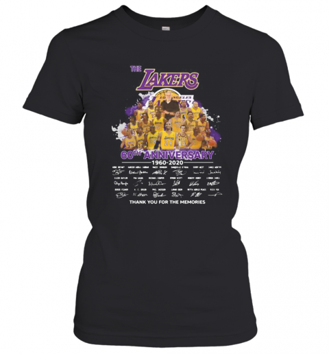The Los Angles Lakers 60Th Anniversary 1960 2020 Thank You For The Memories Signatures T-Shirt Classic Women's T-shirt