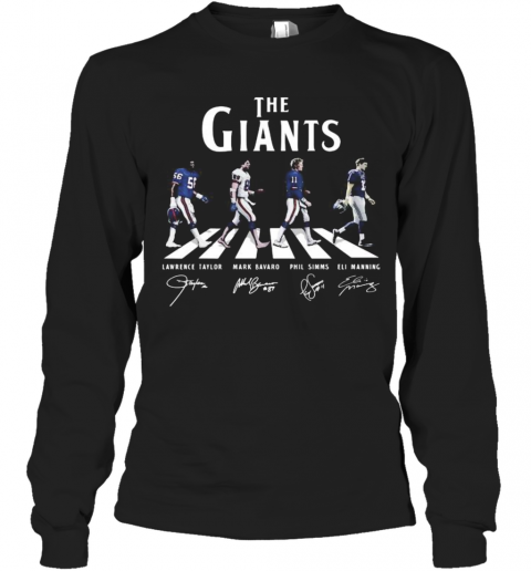 The New York Giants Football Team Crossing The Line Players Signatures T-Shirt Long Sleeved T-shirt 