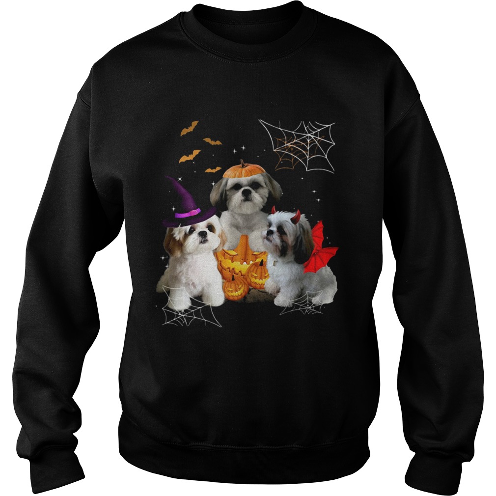 Three ShihTzus Dogs Halloween Sweatshirt