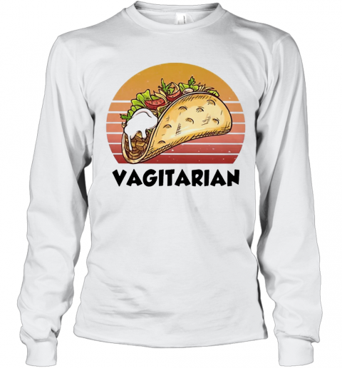 Top Vagiatarian Food Vintage Retro T-Shirt Long Sleeved T-shirt 