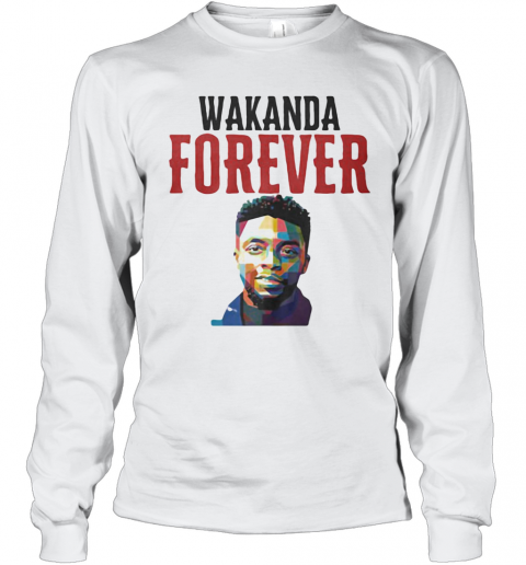 Wakanda Forever Black Panther Rip Chadwick Art Color T-Shirt Long Sleeved T-shirt