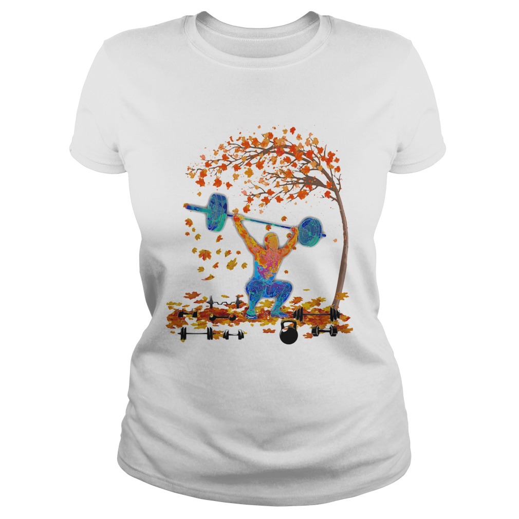 Weightlifting maple leaves tree Classic Ladies