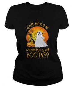 Well Sheet Whatre Yall Boo In Ghost Pumpkin Sunset Halloween  Classic Ladies