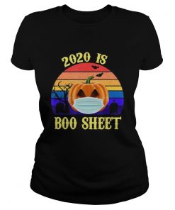 2020 Is Boo Sheet Retro Halloween Pumpkin Wearing A Mask  Classic Ladies