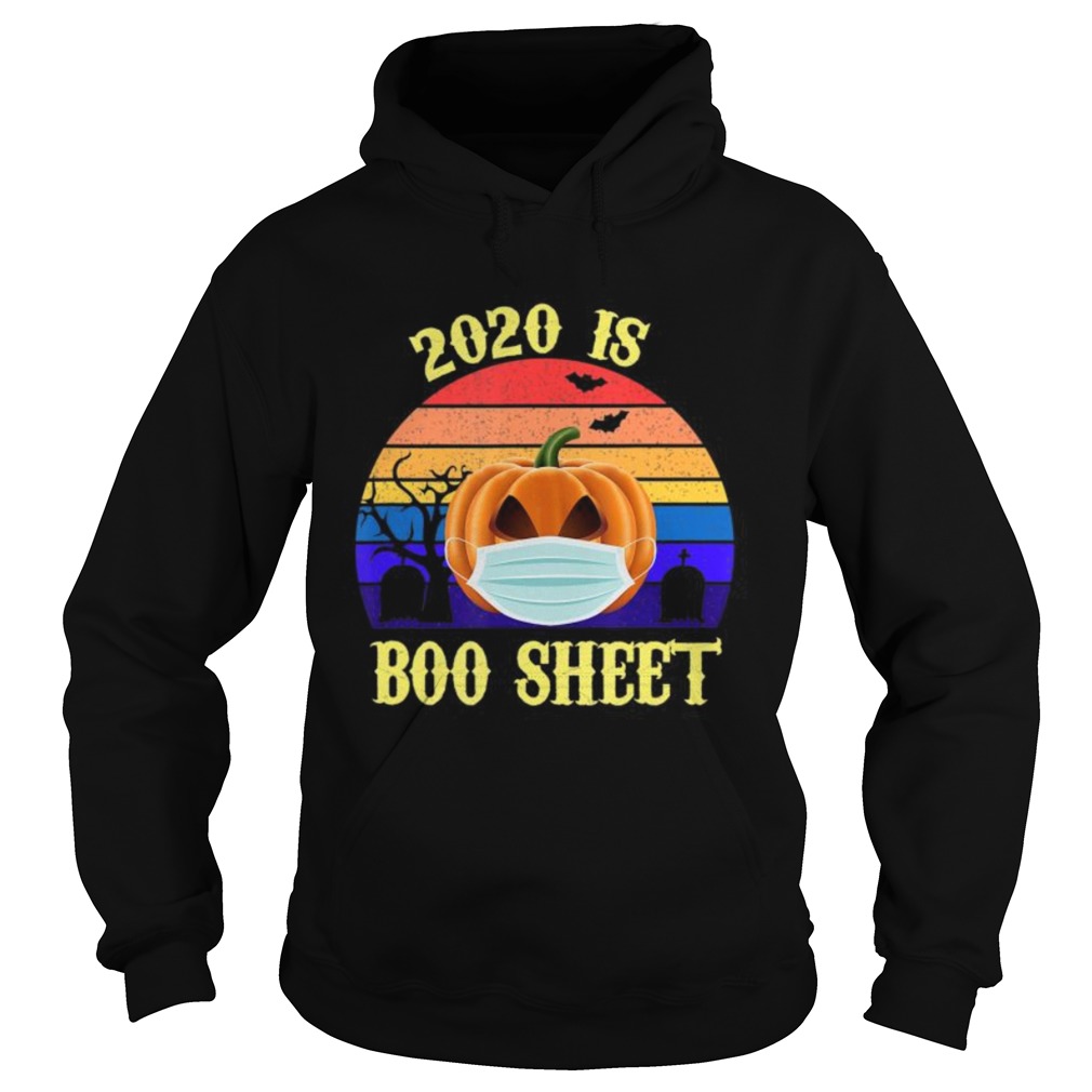 2020 Is Boo Sheet Retro Halloween Pumpkin Wearing A Mask Hoodie