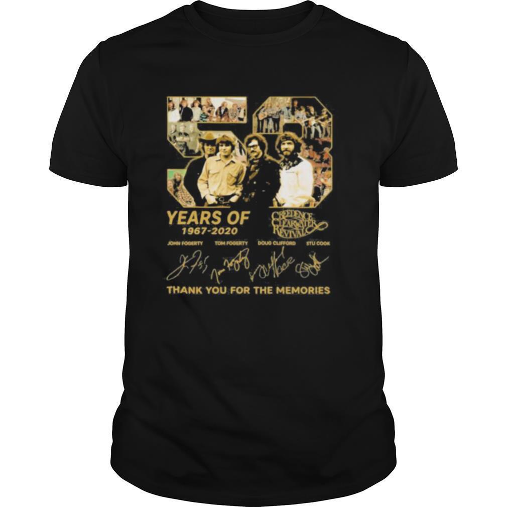 53 years of 1967 2020 creedence clearwater revival thank for the memories signatures shirt