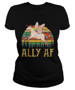 Ally AF Gay Pride Month LGBT Rainbow Unicorn  Classic Ladies