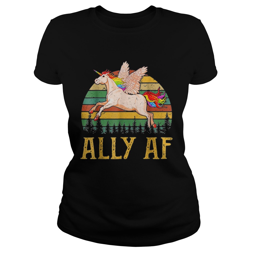Ally AF Gay Pride Month LGBT Rainbow Unicorn Classic Ladies