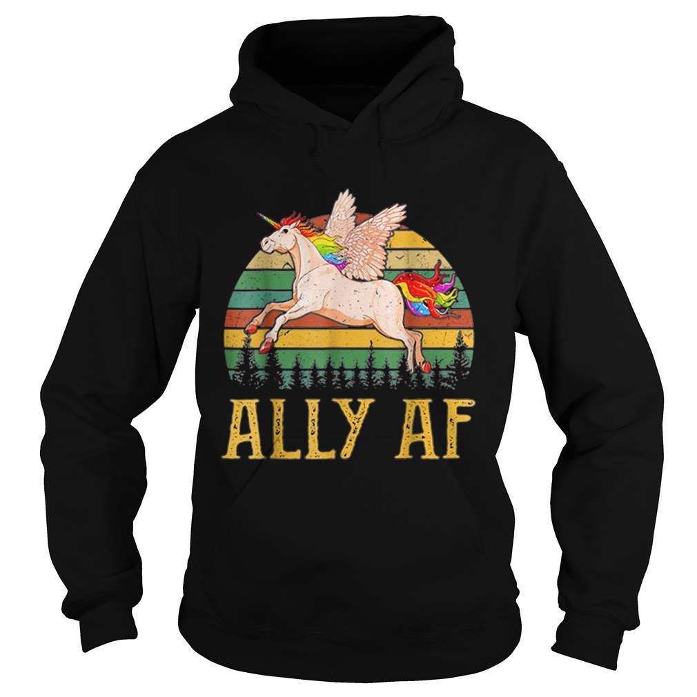 Ally AF Gay Pride Month LGBT Rainbow Unicorn Hoodie