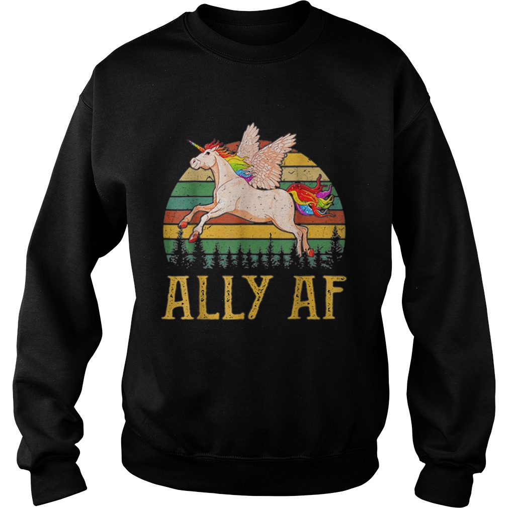 Ally AF Gay Pride Month LGBT Rainbow Unicorn Sweatshirt
