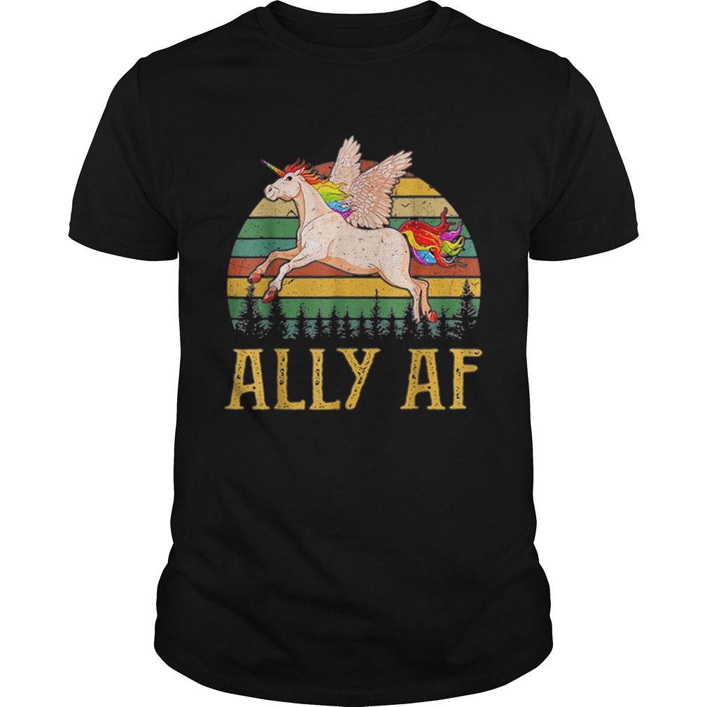 Ally AF Gay Pride Month LGBT Rainbow Unicorn shirt