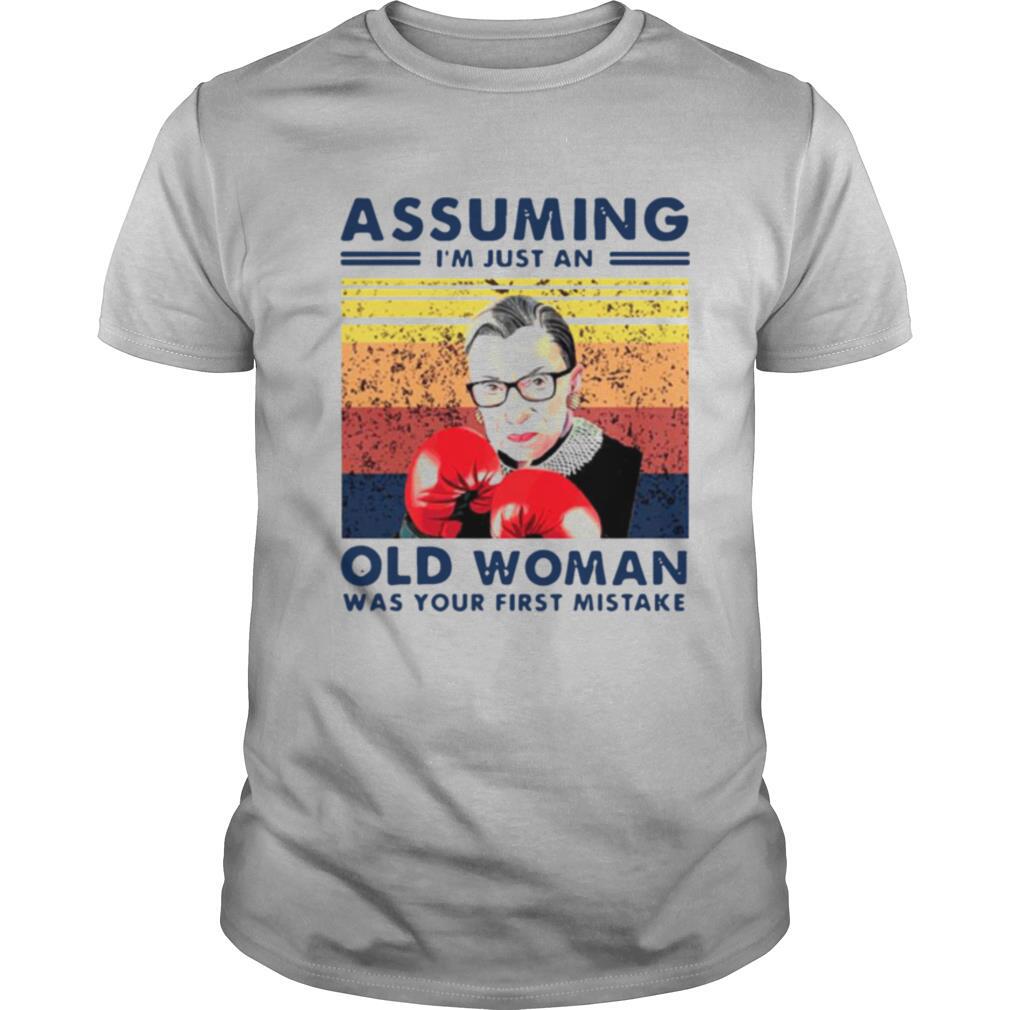 Assuming Im Just An Old Woman Was Your First Mistake Ruth Bader Ginsburg Boxing shirt