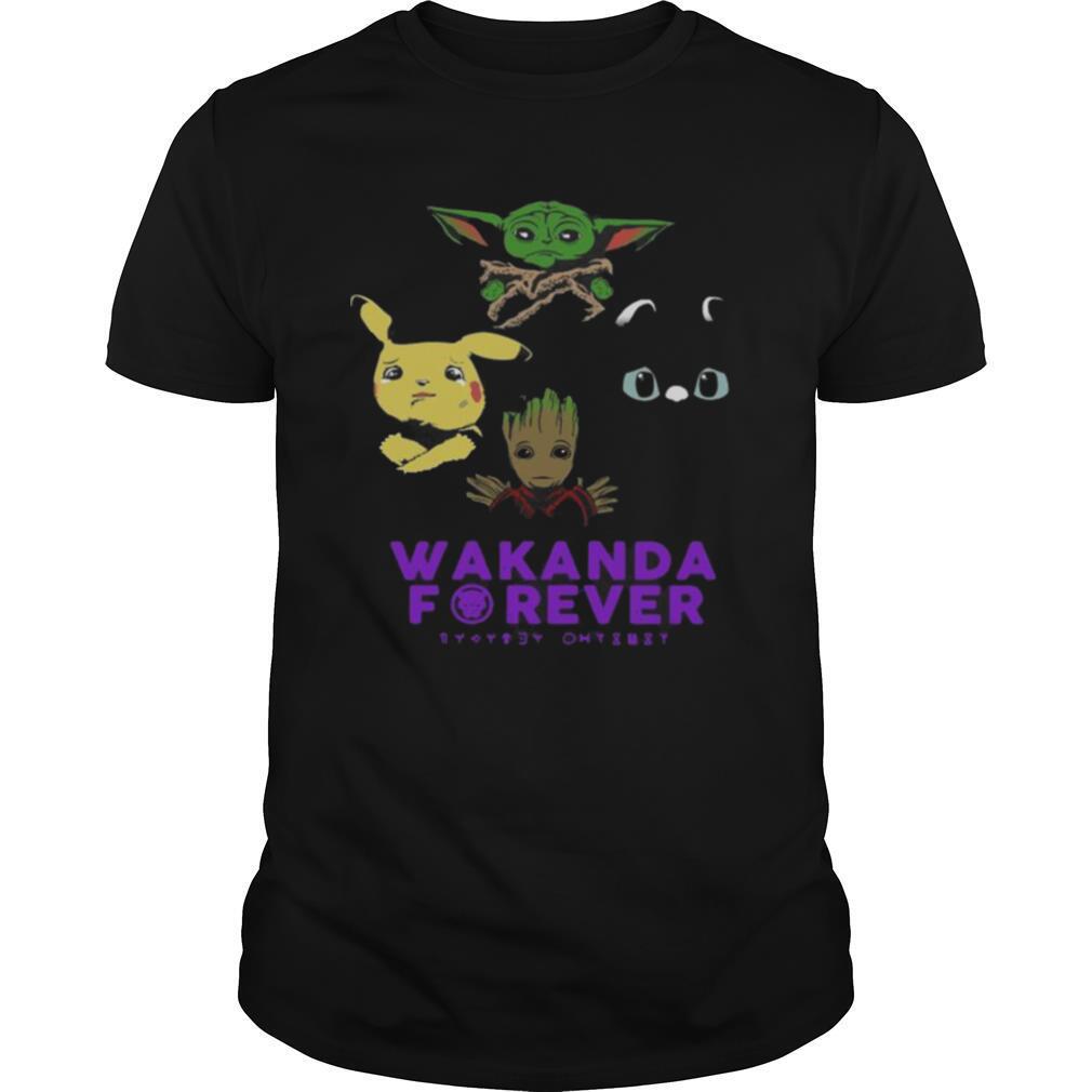 Baby Yoda Baby Groot Pikachu Wakanda Forever shirt