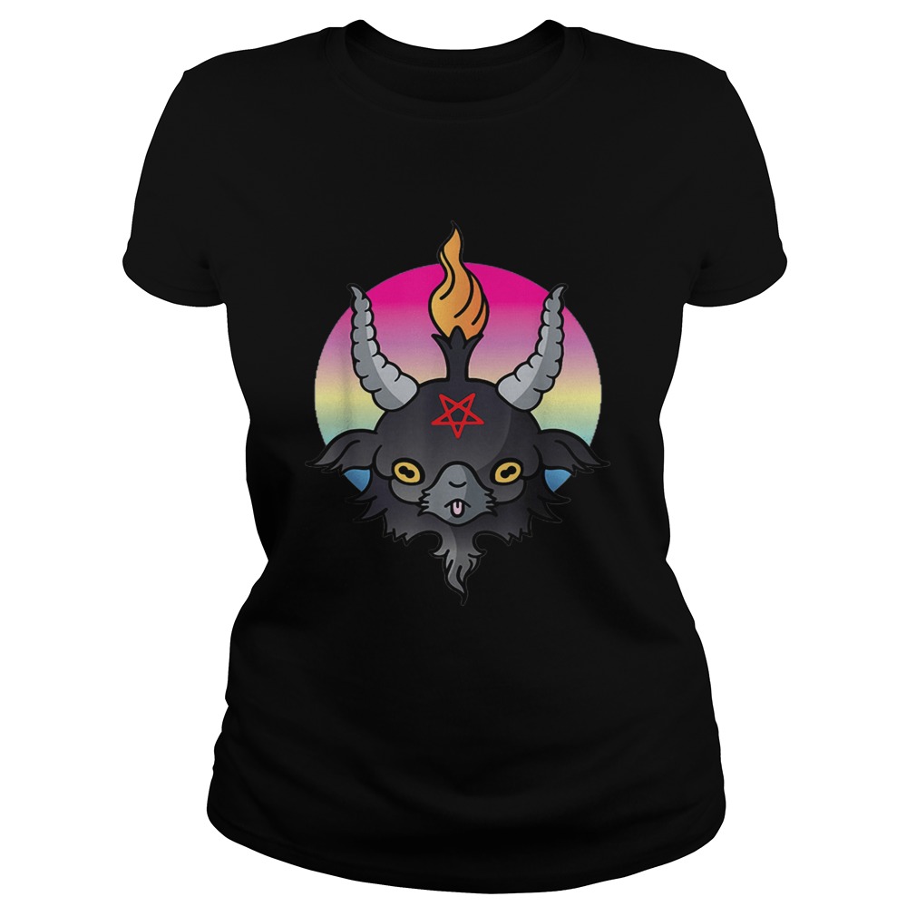 Baphomet Sacred Geometry Pentagram LGBT Pride Rainbow Classic Ladies