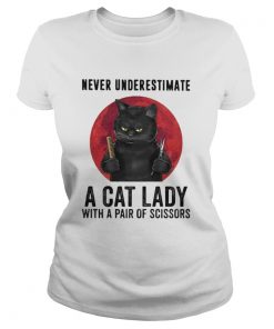 Black Cat Never underestimate a cat lady with a pair of scissors sunset  Classic Ladies