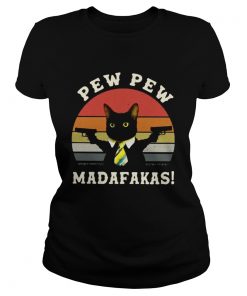 Black Cat Pew Pew Madafakas Vintage  Classic Ladies