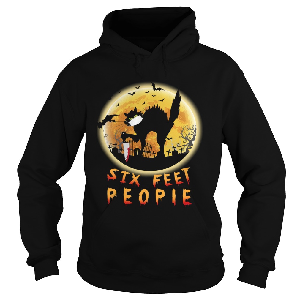 Black Cat Six Feet People Horror Halloween Hoodie