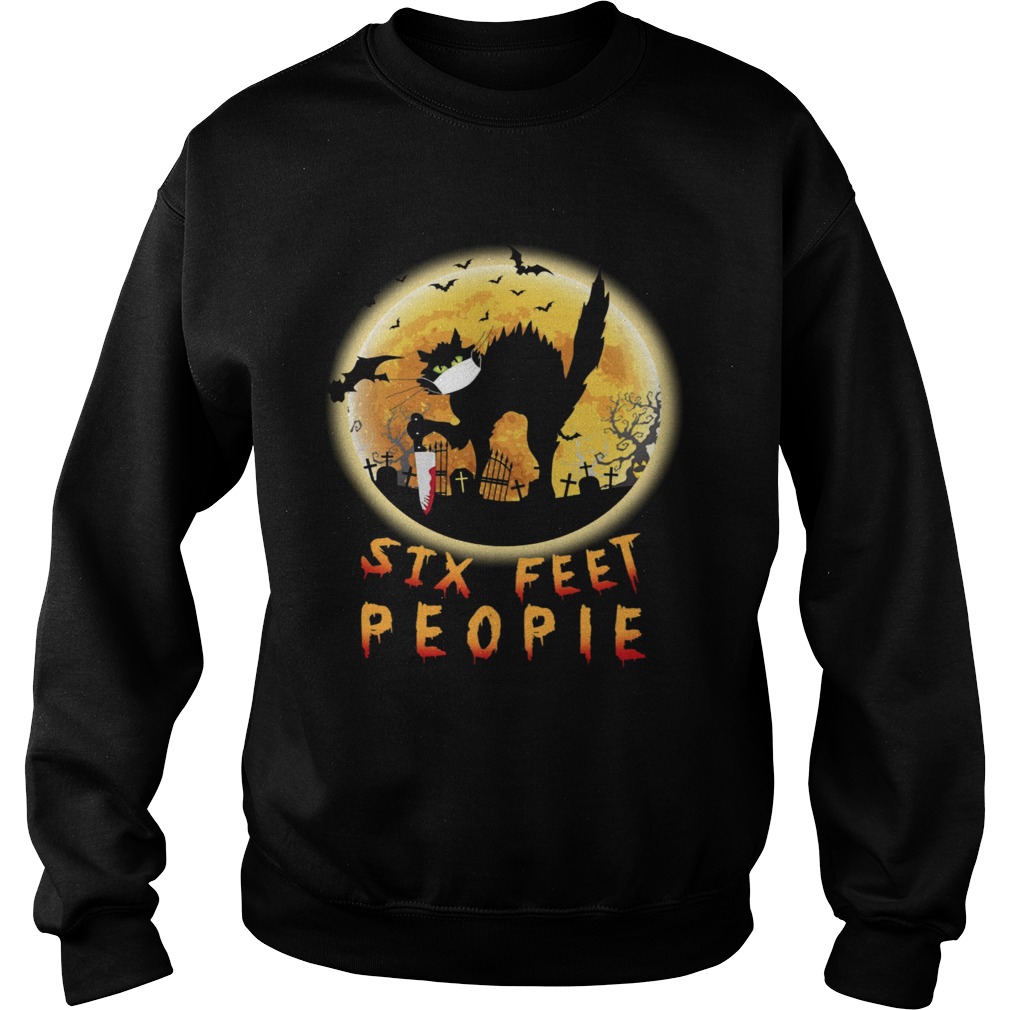 Black Cat Six Feet People Horror Halloween Sweatshirt