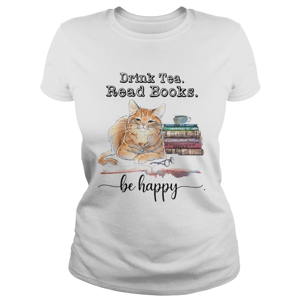 Cat Drink Tea Read Books Be Happy Classic Ladies