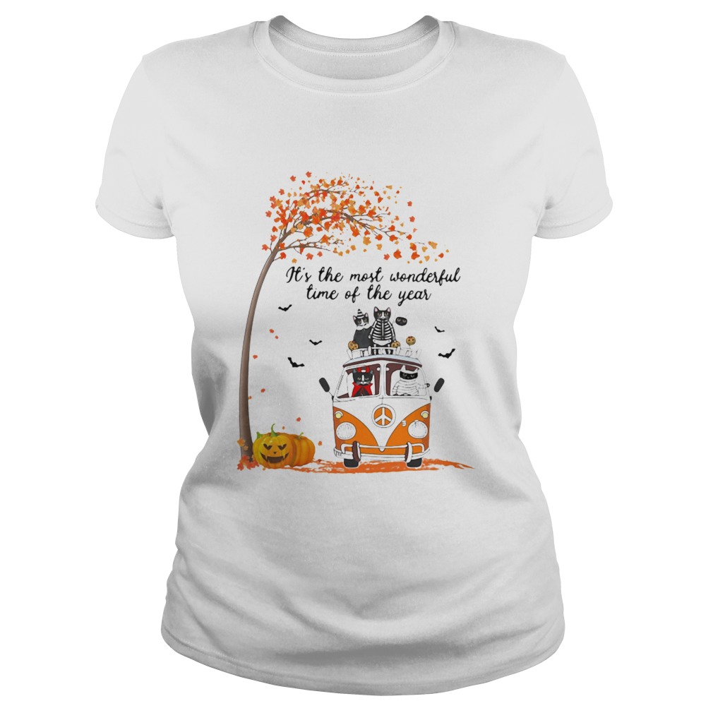 Cat riding peace its the most wonderful time of the year leaves tree Classic Ladies