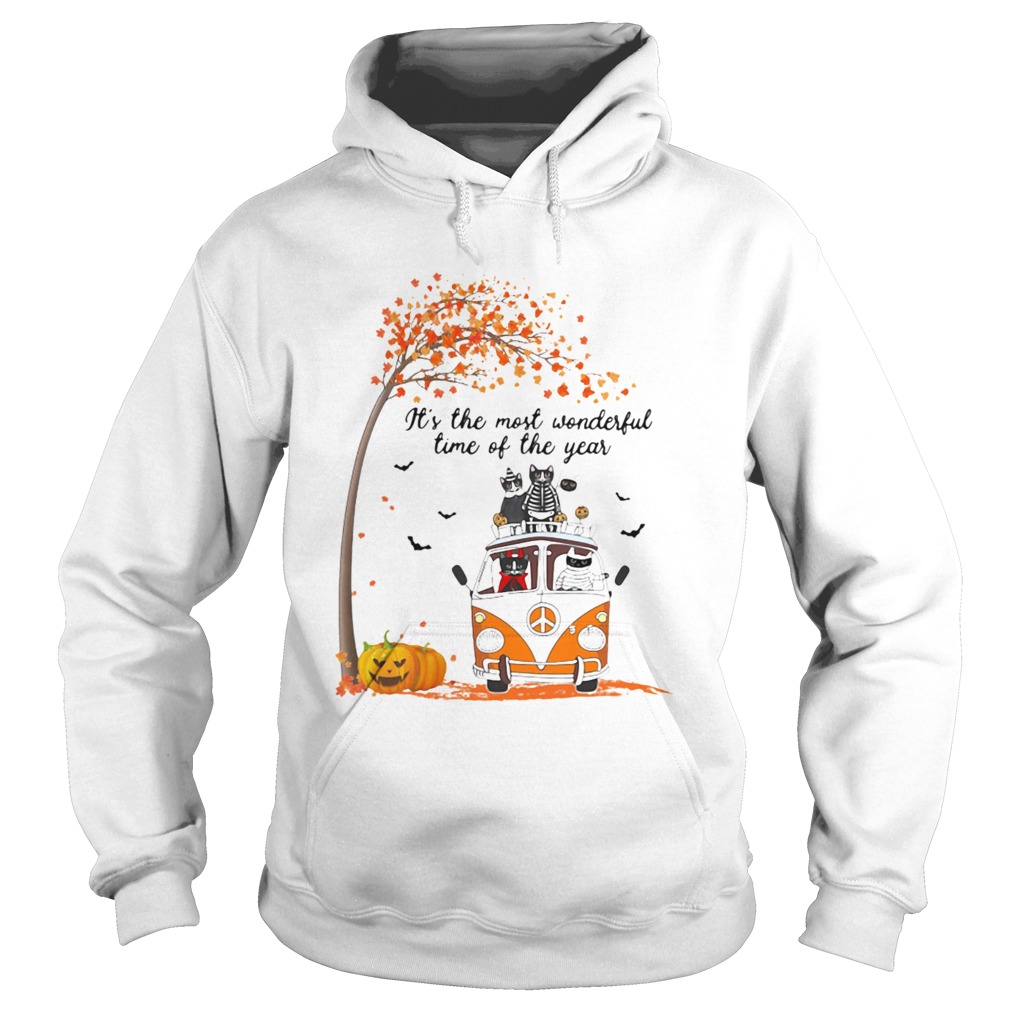 Cat riding peace its the most wonderful time of the year leaves tree Hoodie