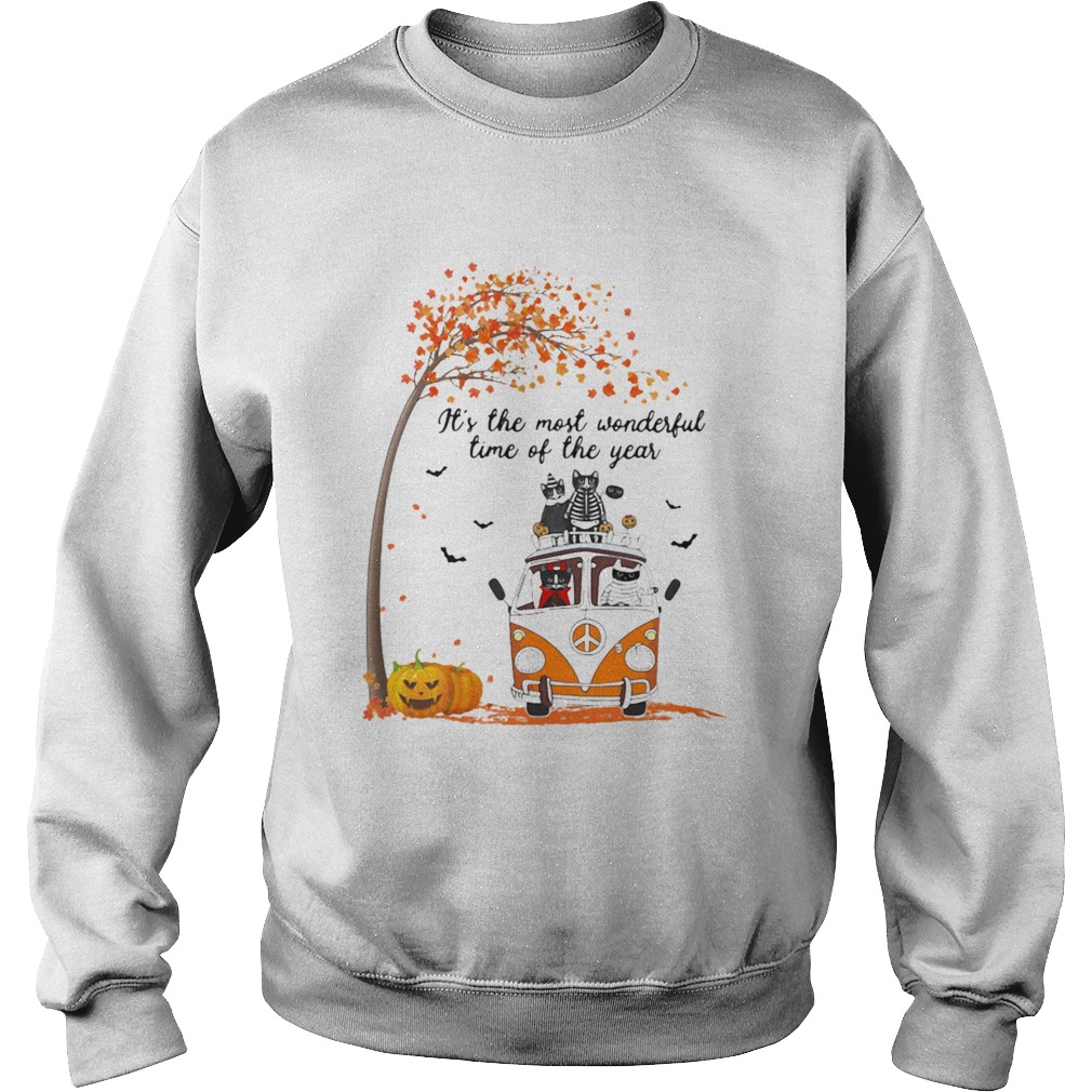 Cat riding peace its the most wonderful time of the year leaves tree Sweatshirt