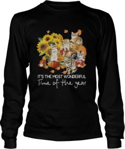 Cats it’s the most wonderful time of the year sunflowers leaves tree shirt