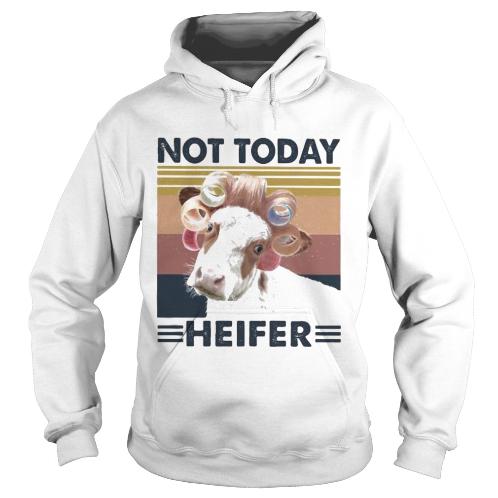 Cow Curlers Not today heifer vintage retro Hoodie