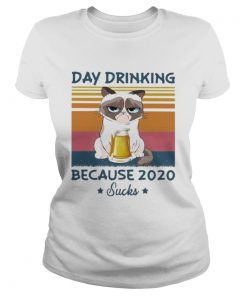 Day Drinking Because 2020 Sucks Cat Drink Beer Vintage Retro  Classic Ladies
