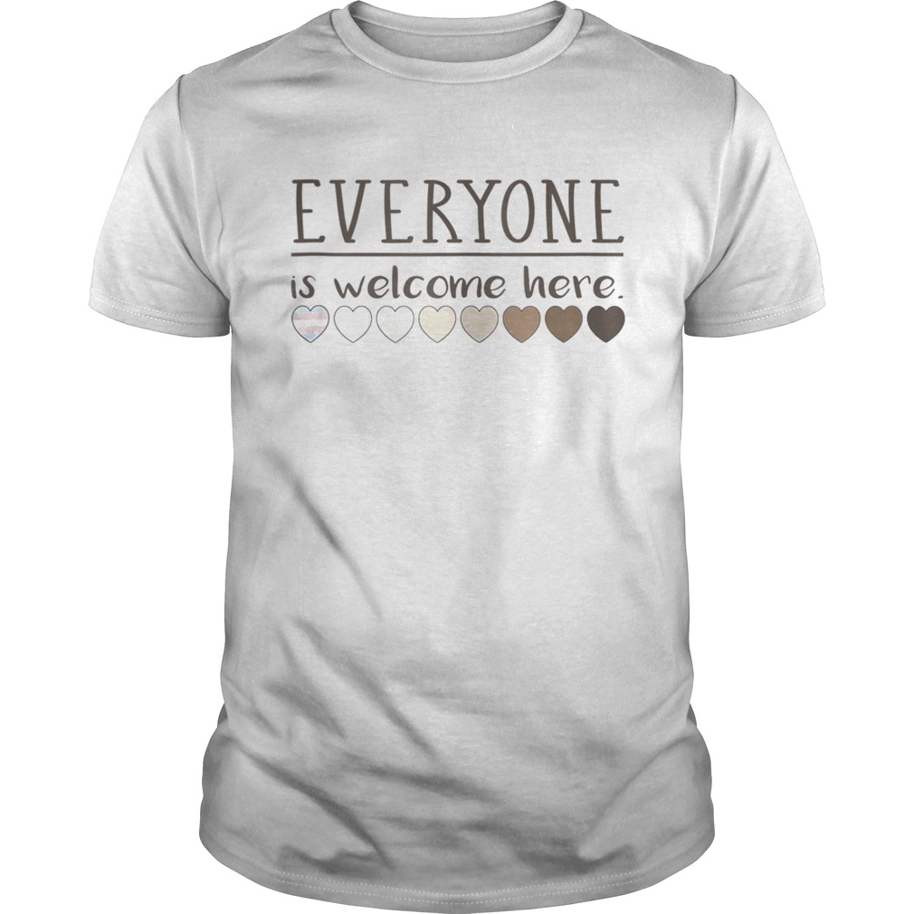 Everyone is welcome here hearts teachers shirt