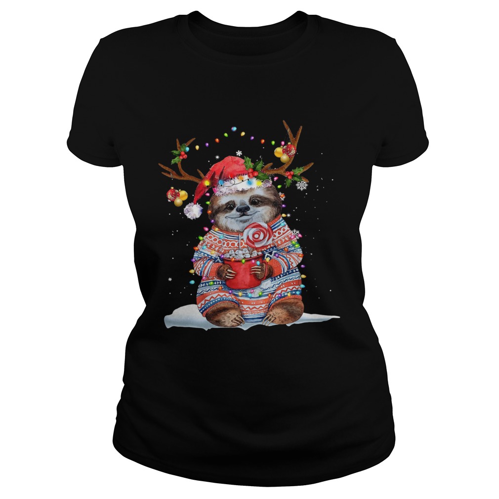 Grateful Sloth Reinder Light Christmas Classic Ladies