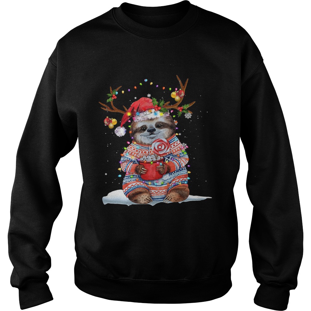 Grateful Sloth Reinder Light Christmas Sweatshirt